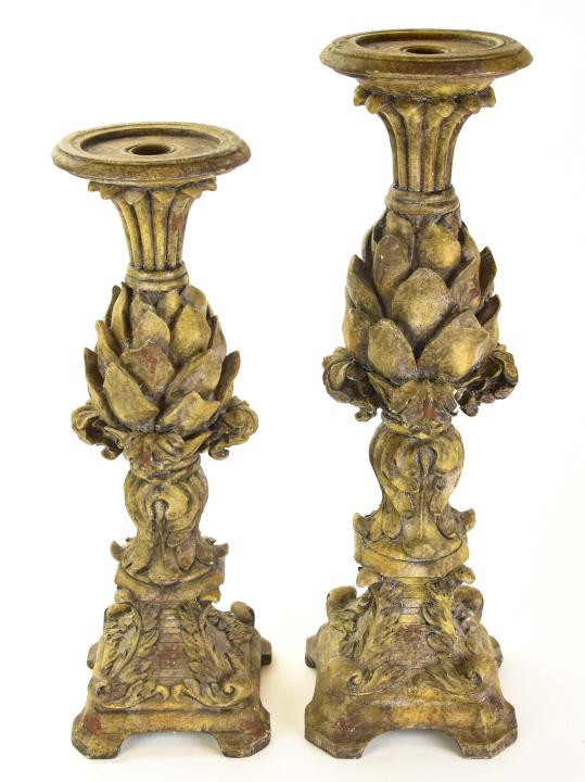 Pair Neo Classical Carved Graduated Candlesticks (1 of 6)