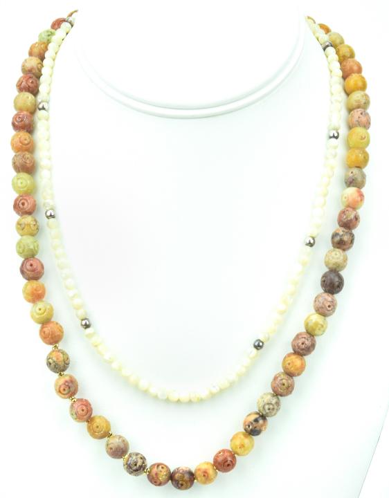 Mother-Of-Pearl & Hardstone Beaded Necklaces (1 of 5)