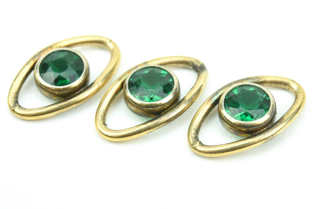 3 Antique Emerald Paste Evil Eye Pendants (1 of 6)