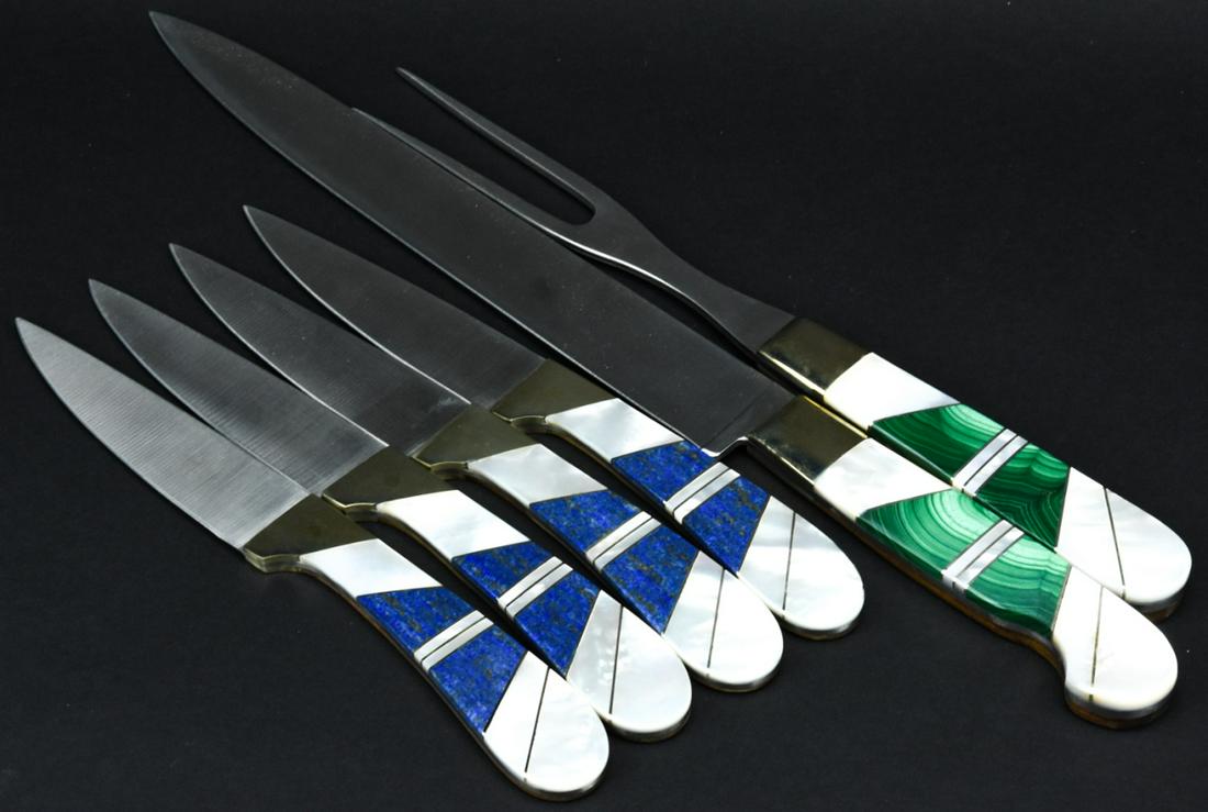 Santa Fe Stoneworks Gemstone Inlaid Steak Knives (1 of 9)