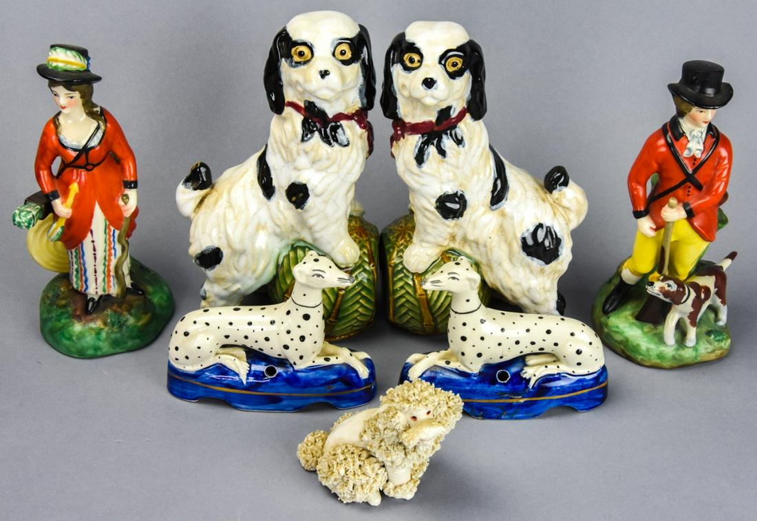 Collection 7 Staffordshire Style Porcelain Dogs (1 of 9)