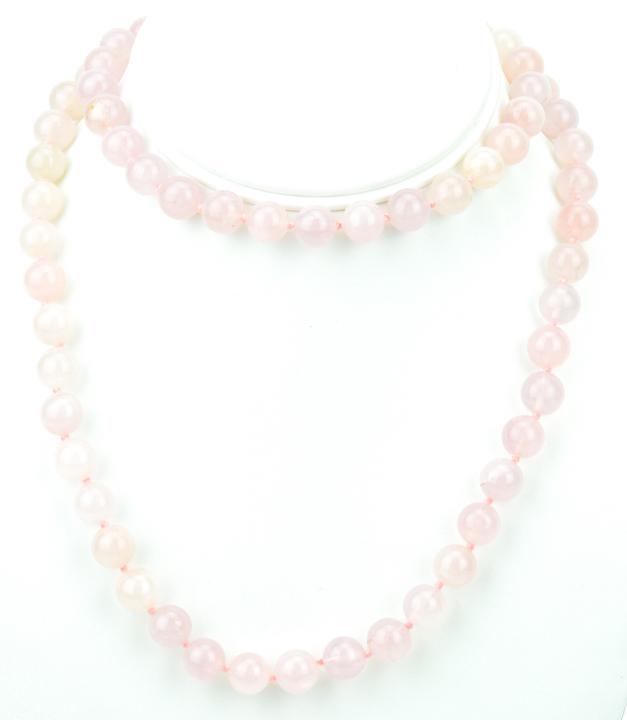 Hand Knotted 8MM Rose Quartz Bead Necklace (1 of 6)