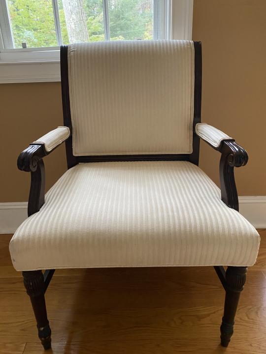 French Empire Style Ebonized Upholstered Armchair (1 of 8)