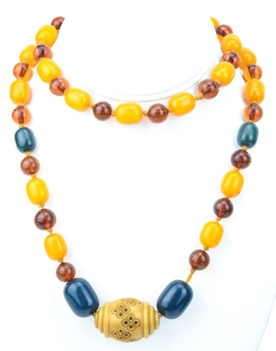 Vintage Hand Knotted Amber Bakelite Necklace (1 of 6)