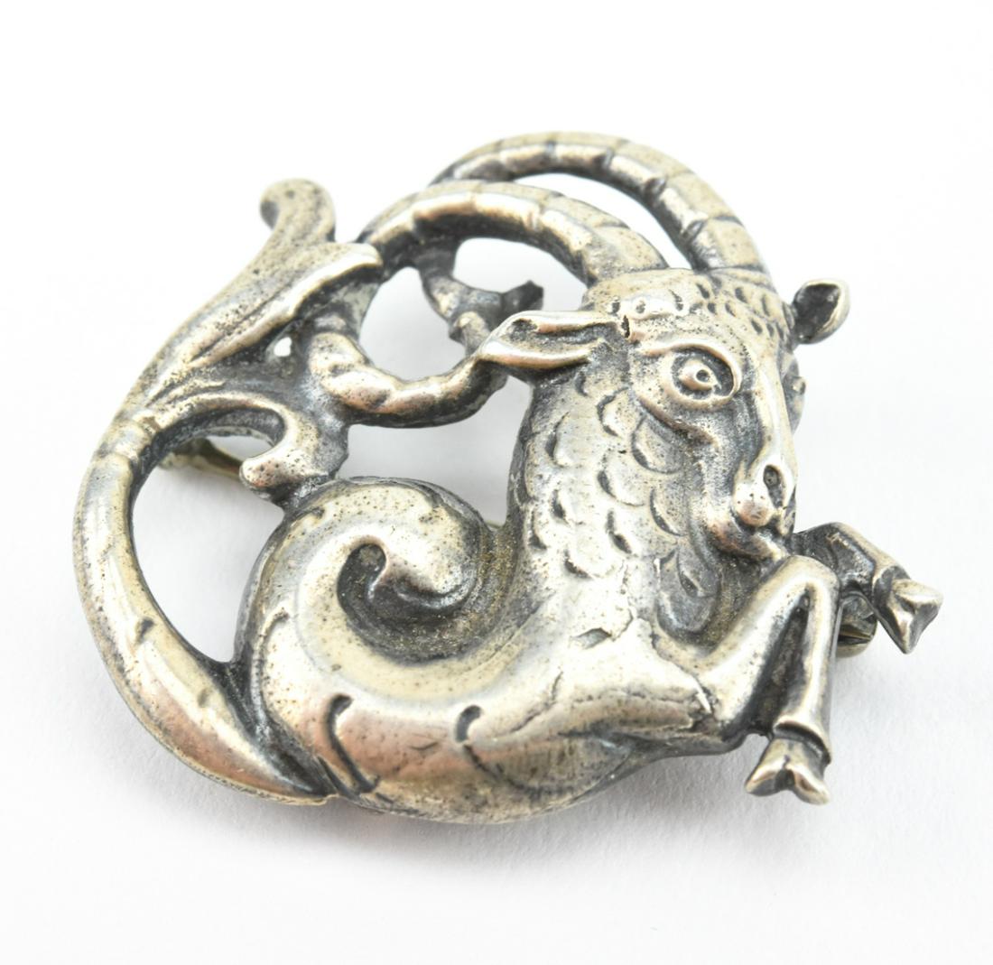Vintage Sterling Silver Capricorn Brooch Pendant (1 of 6)