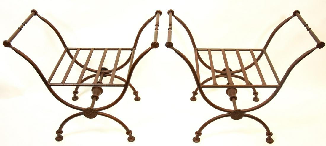 Pair Cast Iron Bronze Tone Neo Classical Benches (1 of 7)