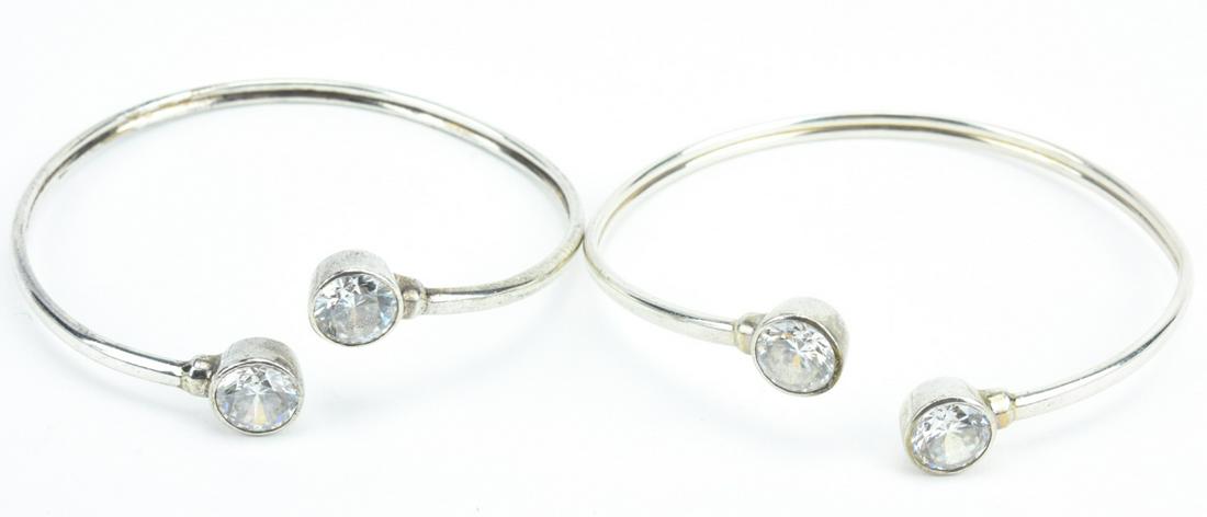 Pair Of Sterling Silver & Paste Bypass Bracelets (1 of 6)