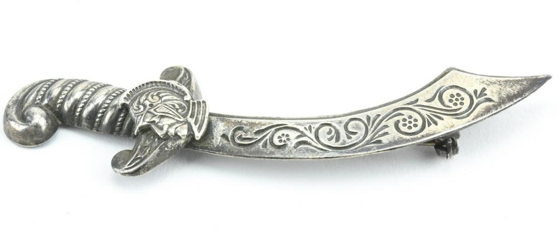 Antique Repousse Sterling Silver Sword Brooch (1 of 7)