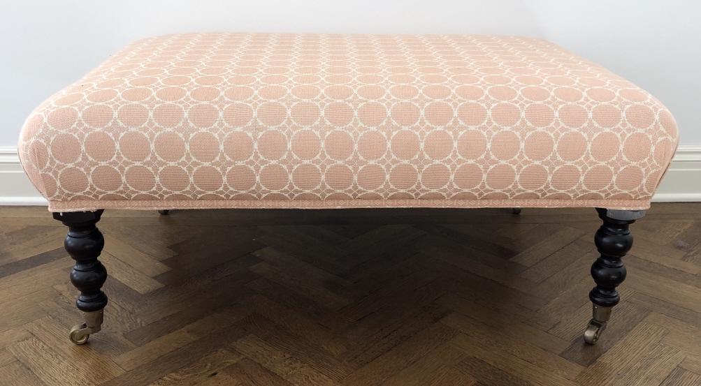 French Provencal Custom Upholstered Ottoman (1 of 4)