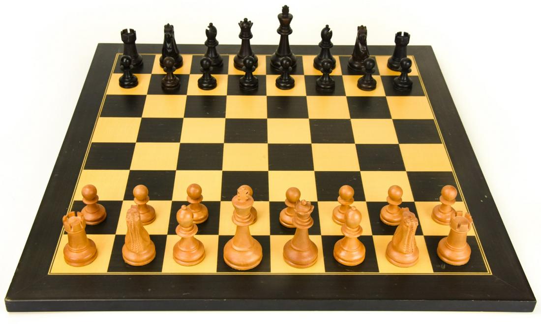 Carved Wood Chess Set With Board (1 of 9)