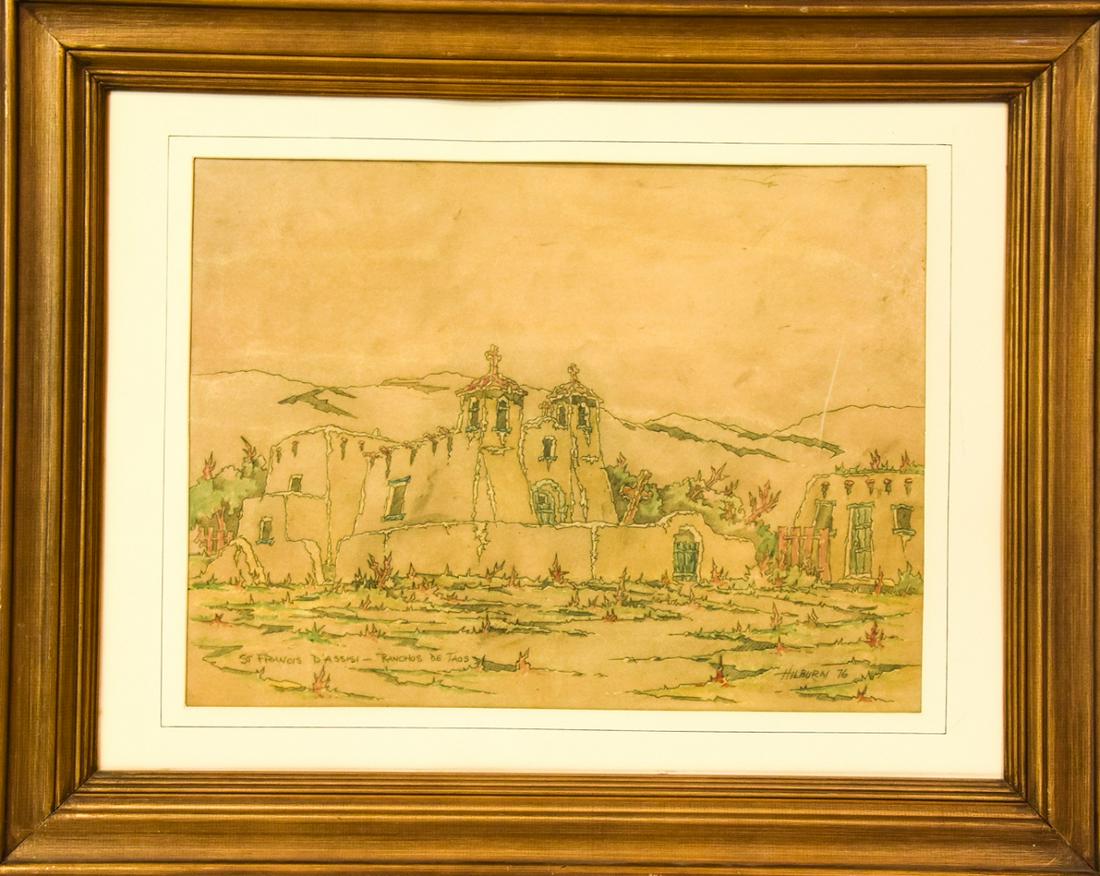 Framed Hilburn St. Francis Ranchos De Taos Drawing (1 of 12)
