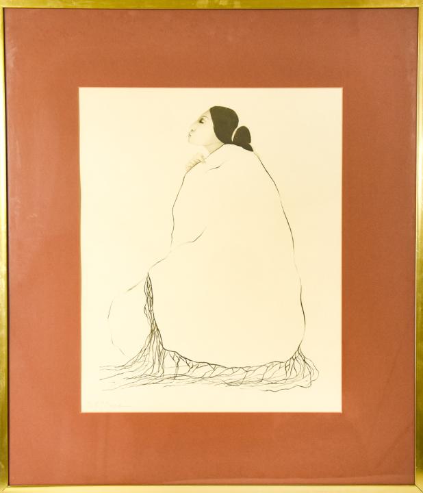 R.C Gorman Signed Lithograph Native American Woman (1 of 8)