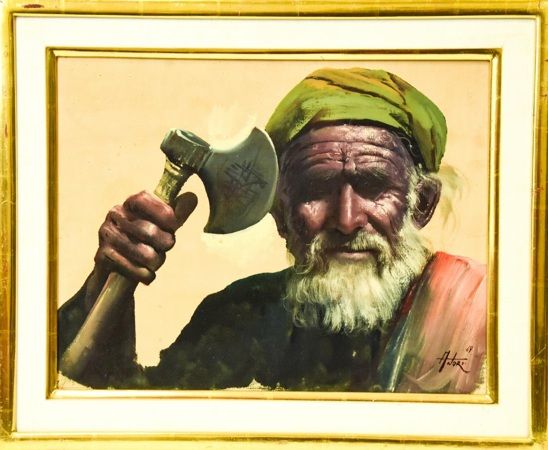 Singed Andro Oil on Canvas of Middle Eastern Man (1 of 8)
