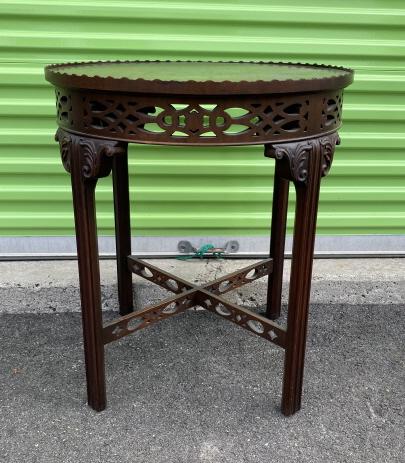 Chinese Chippendale Style Carved Round Side Table (1 of 6)