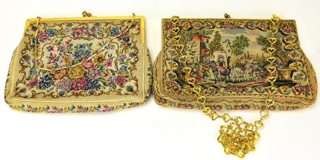 Pair Vintage Petit Point Tapestry Hand Bags (1 of 9)