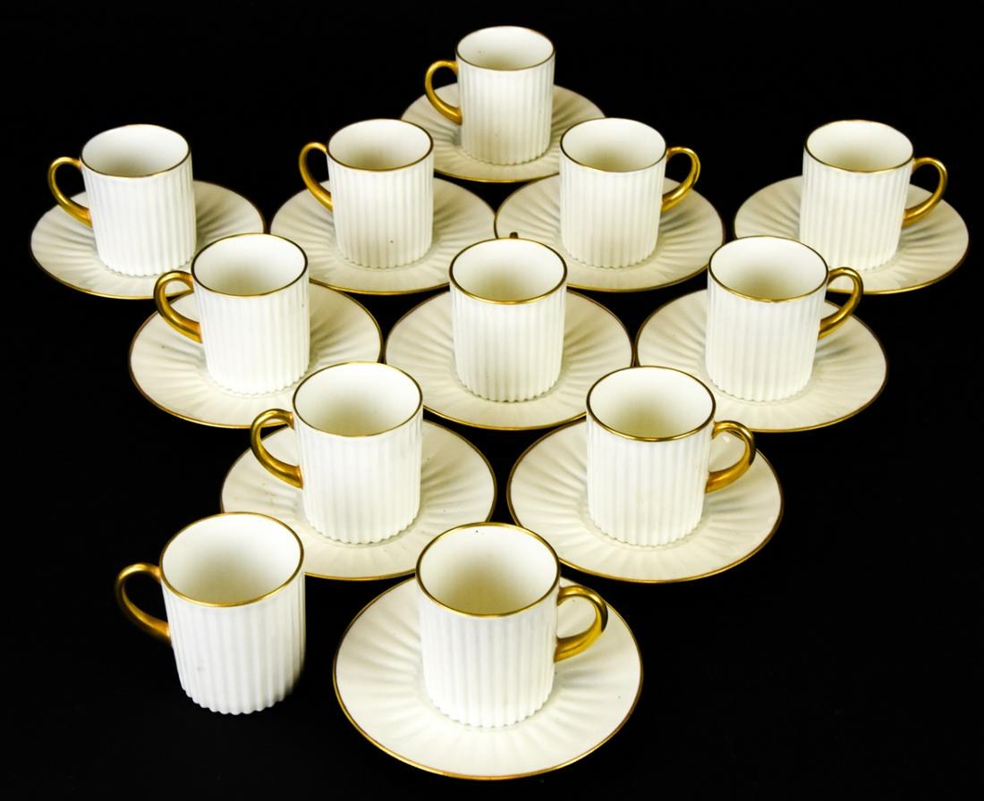 Set Limoges Reeded Demitasse Cups & Saucers (1 of 6)