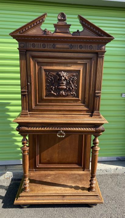 French Renaissance Revival Carved Secretaire (1 of 9)