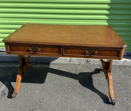 English Regency Leather Top Writing Desk Lion Paw (1 of 7)
