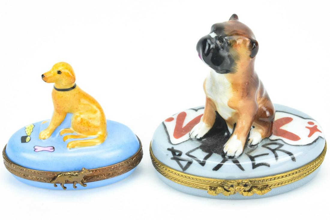 Limited Edition Limoge Porcelain Dog Trinket Boxes (1 of 6)