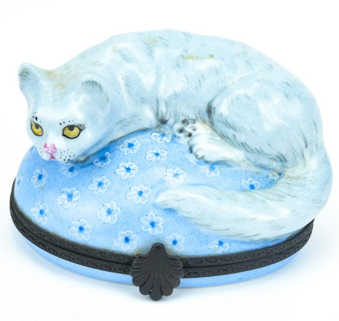 Limited Edition Limoges Porcelain Cat Trinket Box (1 of 5)