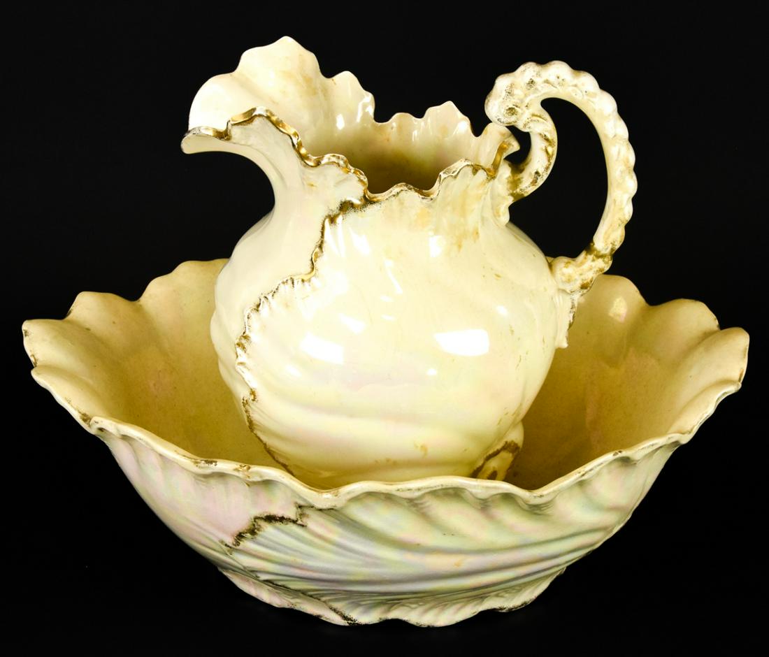 Antique Lusterware Shell Form Pitcher & Basin (1 of 11)
