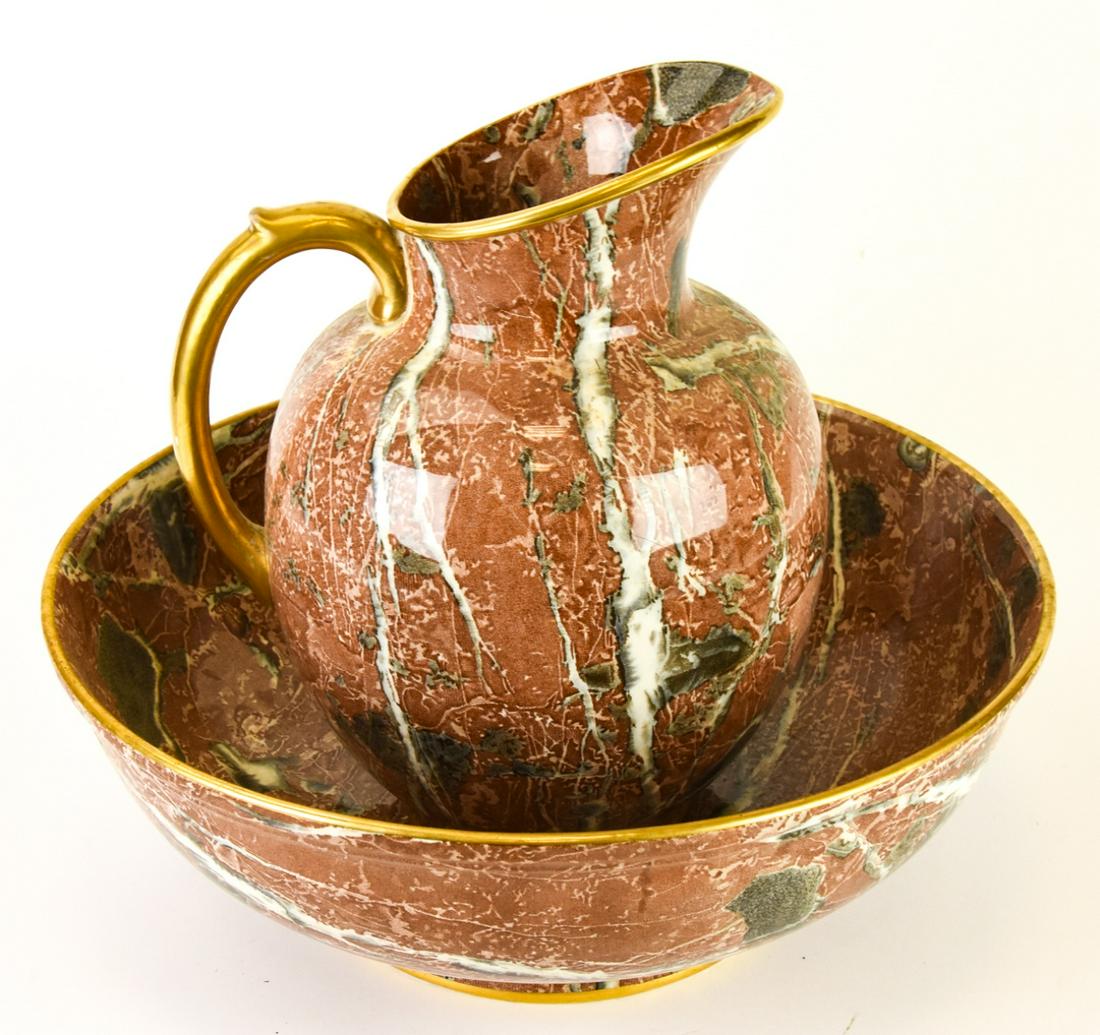 Antique Cauldon Marble Transferware Pitcher Basin (1 of 11)