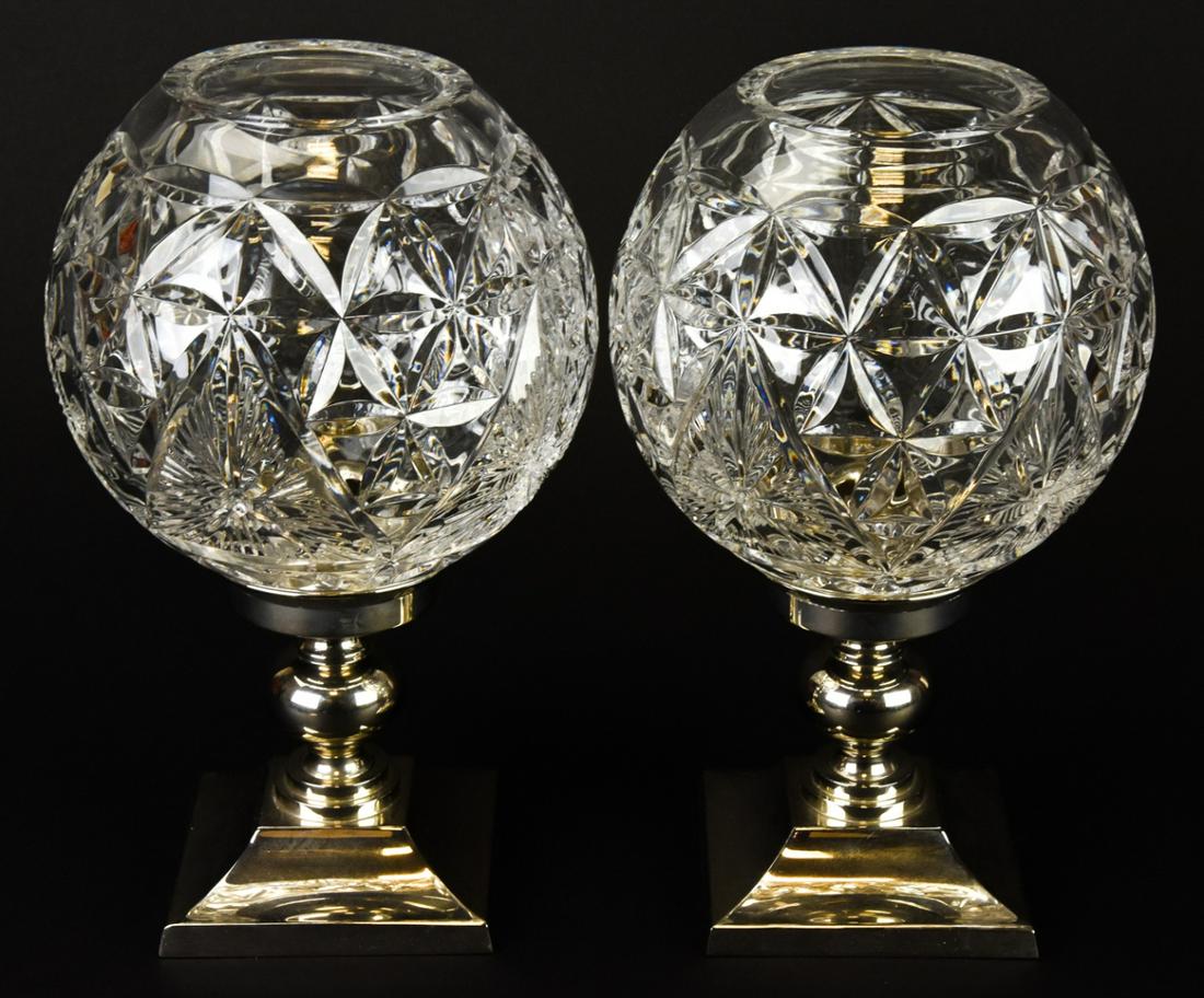 Two Waterford Crystal Globe Hurricane Candlesticks (1 of 10)