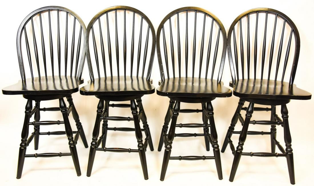 4 Swedish Country Style Black Swivel Bar Stools (1 of 7)