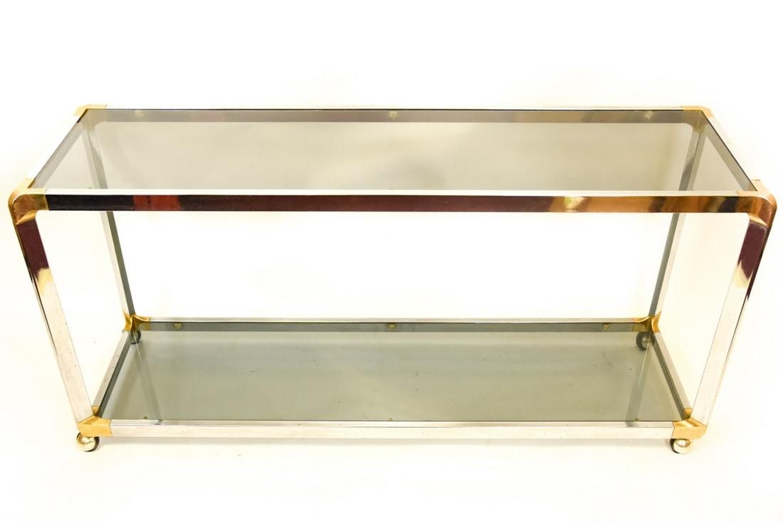 Mid C Smoked Glass, Chrome & Brass Sofa Table (1 of 5)