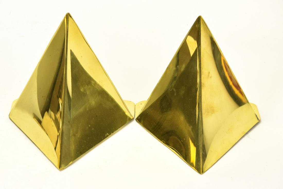 Pair Vintage Mid Century Brass Pyramid Bookends (1 of 4)
