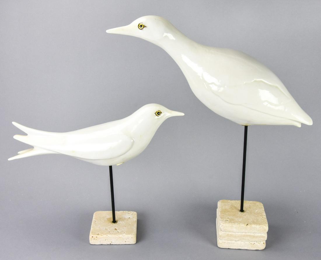 Two Vietri Italian Pottery Bird Statues on Stand (1 of 10)