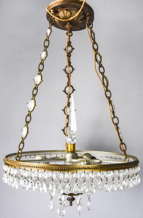 Art Deco Style Brass & Crystal Pendant Light (1 of 8)