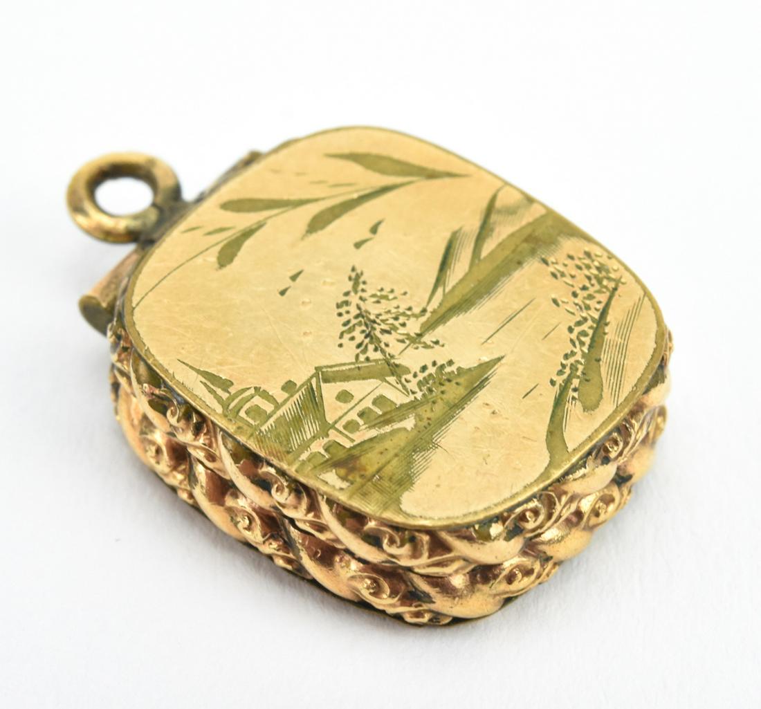 Antique 19th C Gold Locket Necklace Pendant (1 of 6)