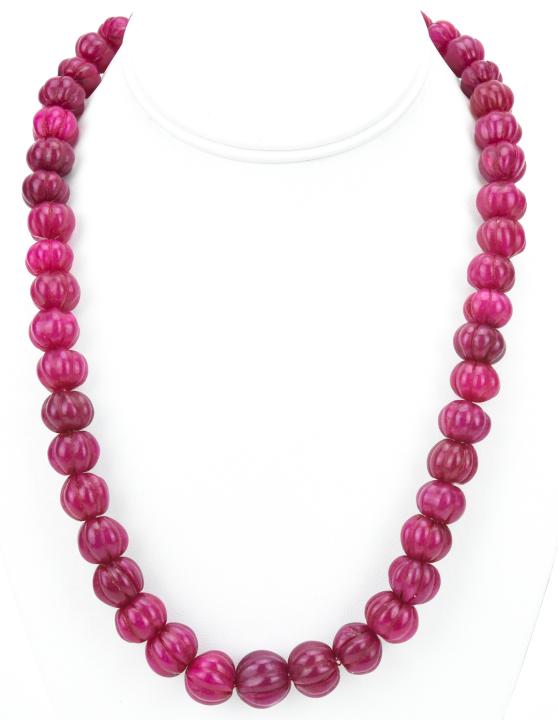 Hand Carved Ruby Necklace Strand w 650 Carats (1 of 7)