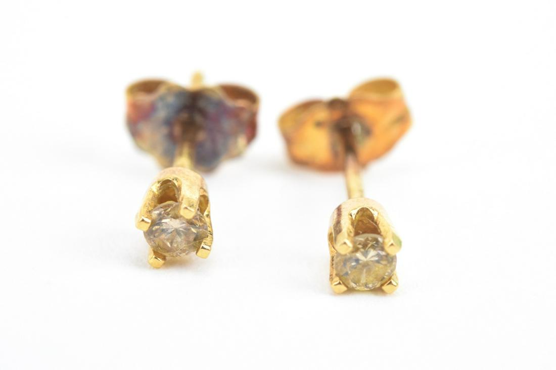 Pair of 14kt Yellow Gold & Diamond Stud Earrings (1 of 5)