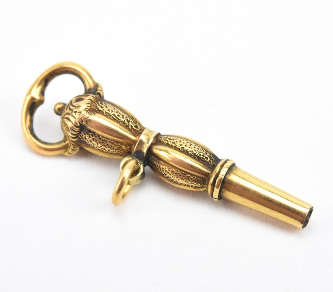 Antique 19th C Georgian Era 14kt Gold Watch Key: Antique 19th C Georgian Era 14kt Gold Watch Key Necklace Pendant or Charm. Measures 1.25 inches in length. Acid tests as 14kt gold.