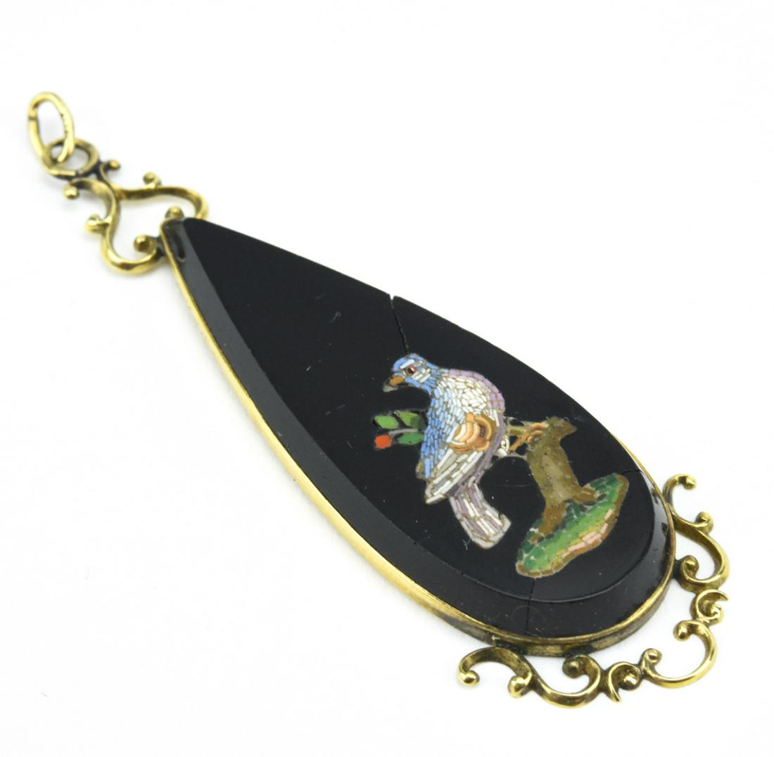 Antique 19th C 14kt Gold Micro Mosaic Pendant (1 of 6)