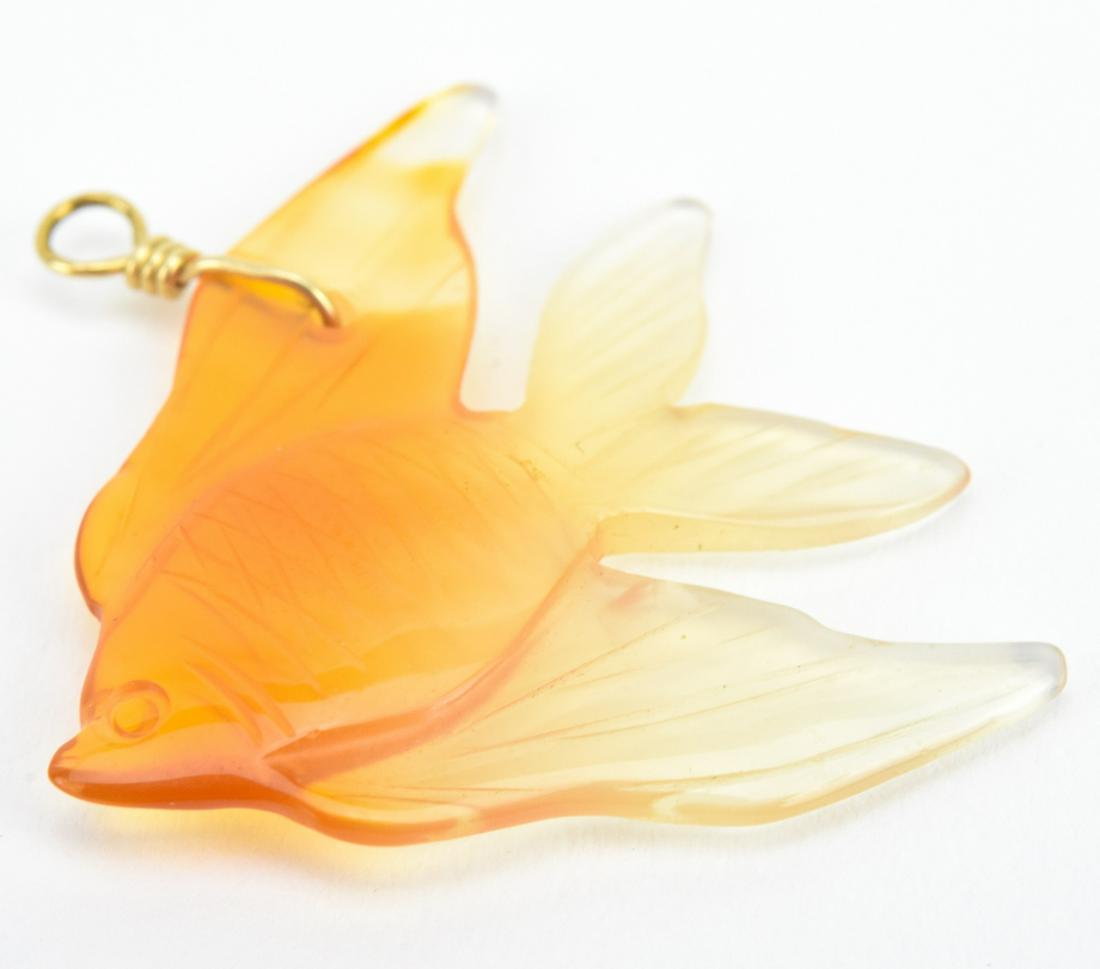 Estate Hand Carved Jade Gold Fish Pendant (1 of 5)