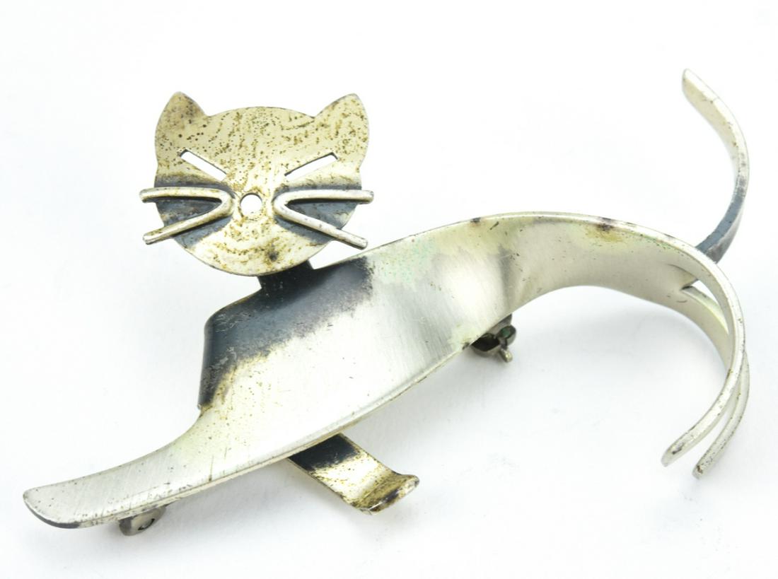 Vintage Sterling Silver Figural Cat Brooch (1 of 7)