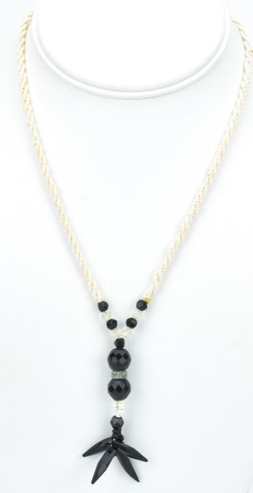 Antique Art Deco Art Glass & French Jet Necklace (1 of 6)