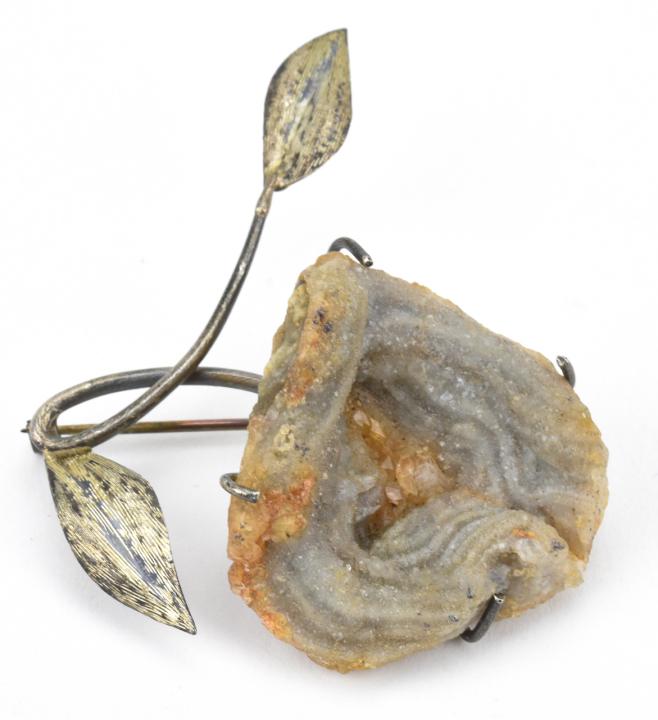 Vintage Sterling & Natural Geode Crystal Brooch (1 of 6)