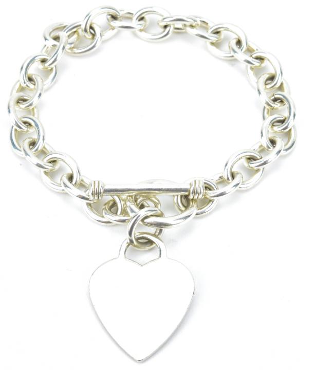 Sterling Silver Heart Charm Toggle Clasp Bracelet (1 of 7)