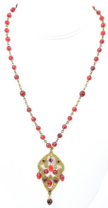 Antique Art Nouveau Ruby Glass Necklace (1 of 7)