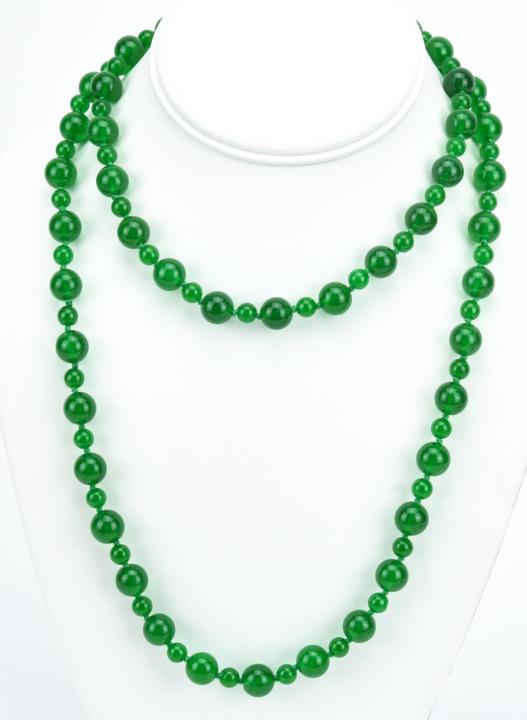 40 Inch Hand Knotted Green Nephrite Jade Necklace (1 of 6)