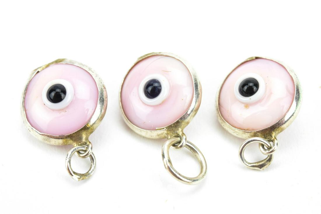 Three Bezel Set Sterling Silver Evil Eye Pendants (1 of 4)