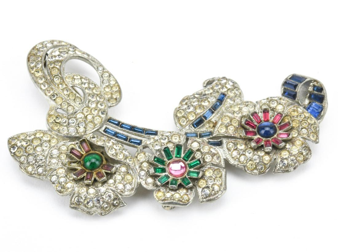 Antique Art Deco Costume Jewelry Floral Brooch (1 of 6)