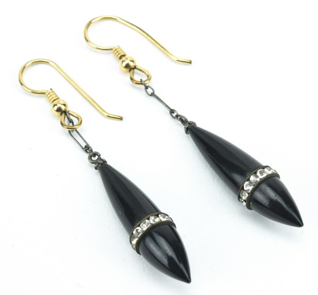 Antique C 1920s Art Deco Onyx Pendant Earrings (1 of 5)