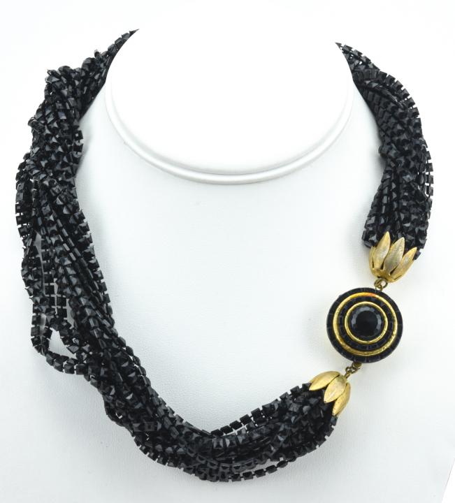 Estate Vintage Costume Jewelry "Onyx" Necklace (1 of 8)