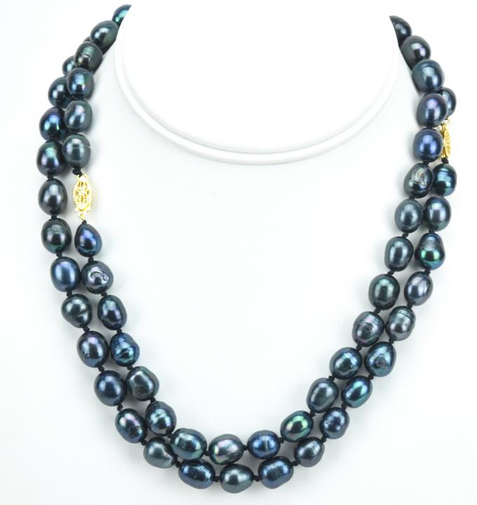 Pair Black Tahitian Baroque Pearl Necklace Strands (1 of 7)