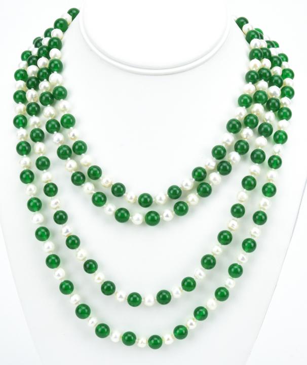 Green Nephrite Jade Baroque Pearl Necklace Strand (1 of 5)